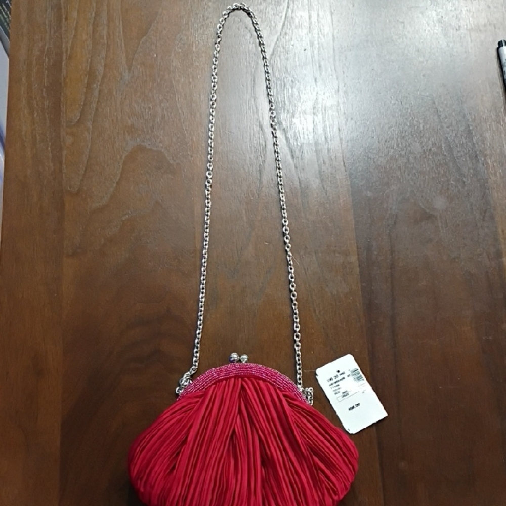 Chic Red Clutch with Chain Strap